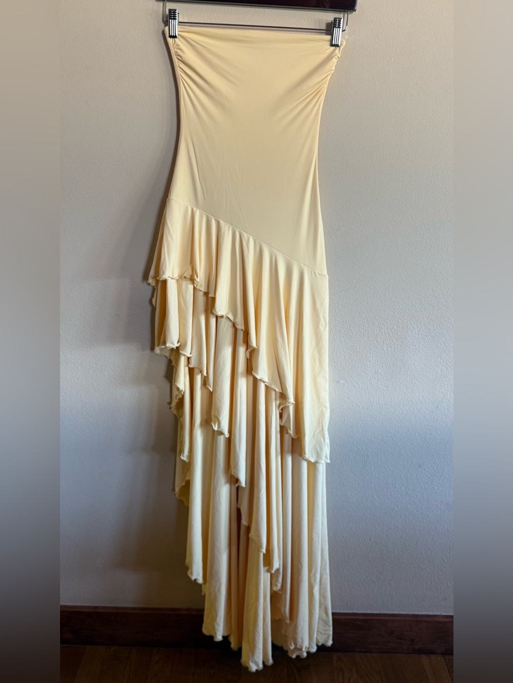 Elegant Asymmetric Ruffle Maxi Dress